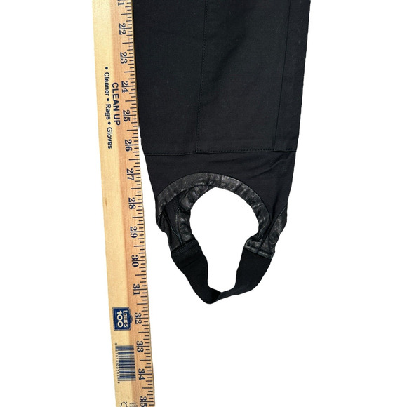 Alexander Wang Stirrup Pants Size 0 Black Skinny Leg Cotton Leather Chic - Picture 6 of 8